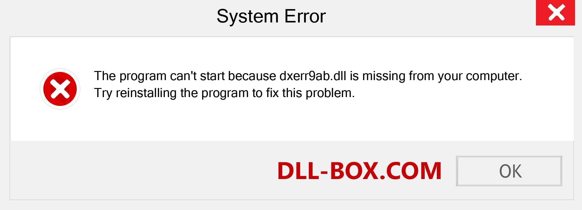  dxerr9ab.dll file is missing?. Download for Windows 7, 8, 10 - Fix  dxerr9ab dll Missing Error on Windows, photos, images
